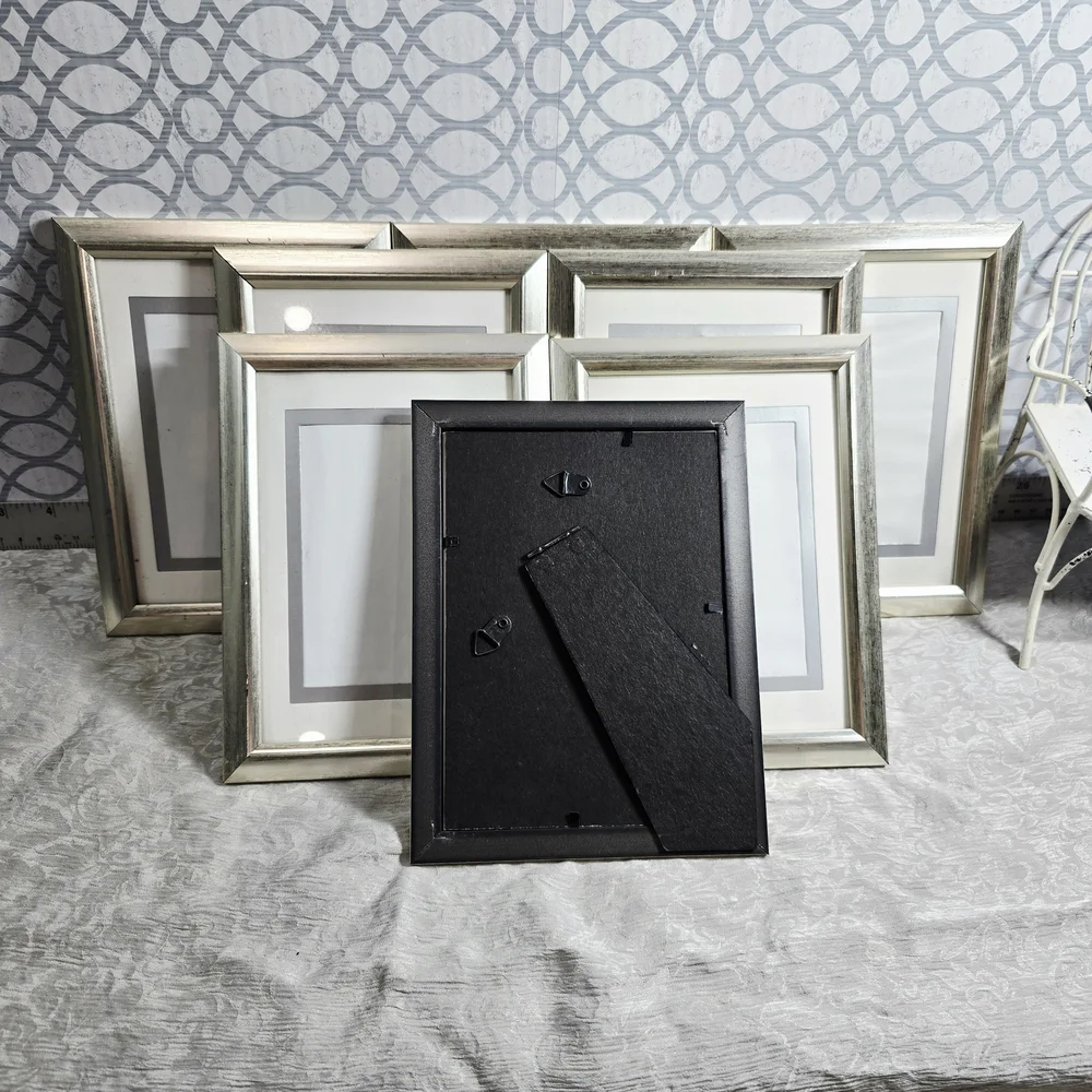 COMING SOON 8PC Silver Metallic Photo Frames 4x4 Modern Gallery Decor